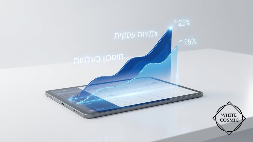 נוצר על ידי מודל בינה מלאכותית GEMINI PRO גרף צמיחה וחיסכון בעלויות לעסק
