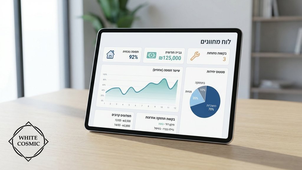 לוח בקרה פיננסי ותפעולי על מסך טאבלט